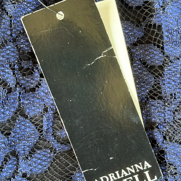 NWT Adriana Papell Navy Lace Overlay Jeweled Belted Formal Dress Gown Size 6 - Picture 8 of 13